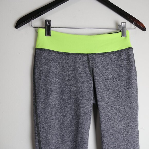 Ivivva by Lululemon Reversible Girls Neon Yellow Heathered Leggings Size 12 - Picture 2 of 6